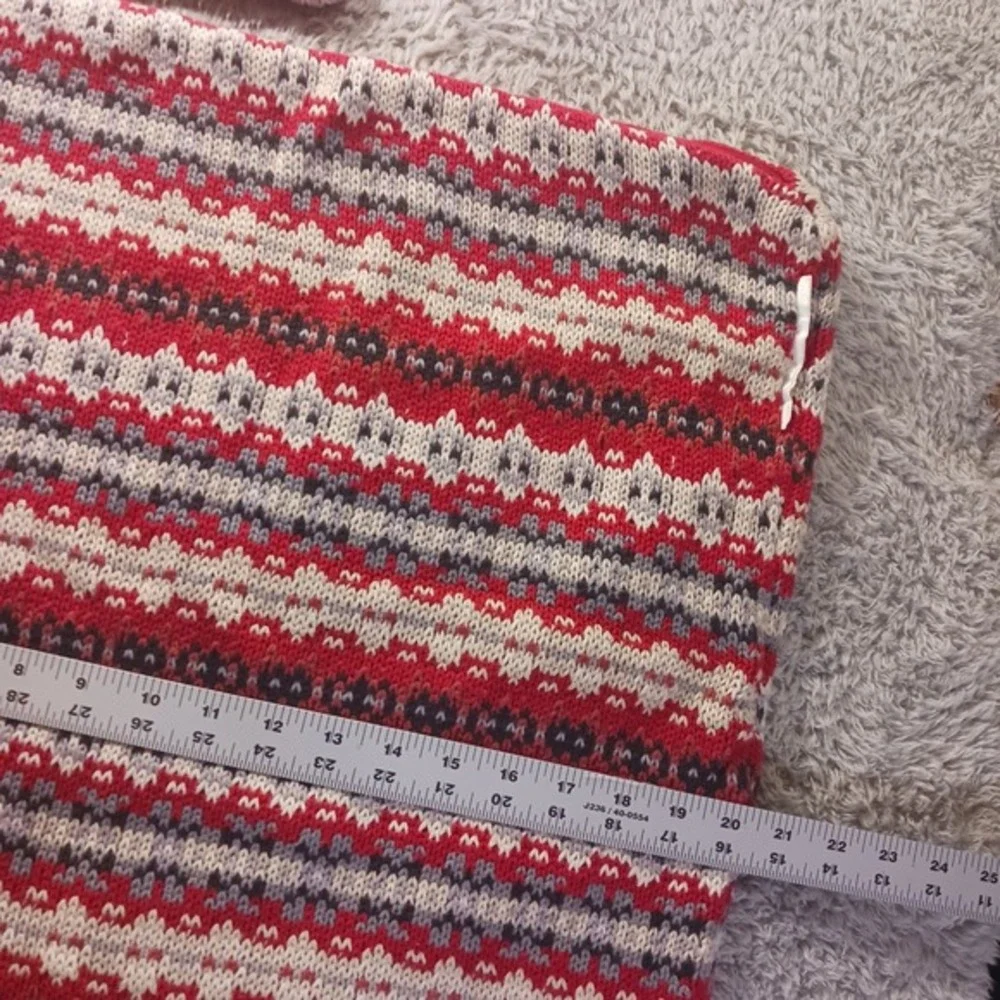 Lauren Ralph Lauren Fair Isle Knit Cotton Pillow Covers‎ Set of 2 Red White Grey